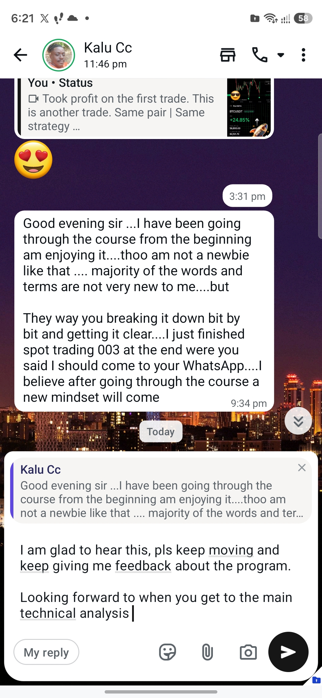 Customer testimonial screenshot 1