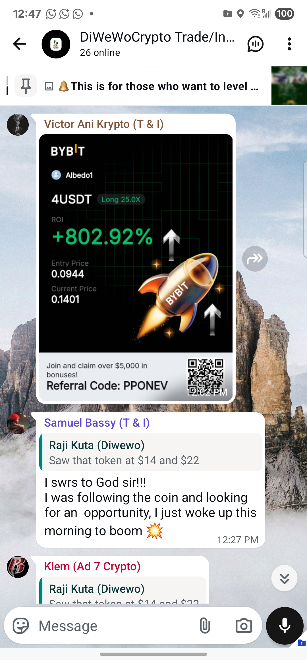 Student trade result